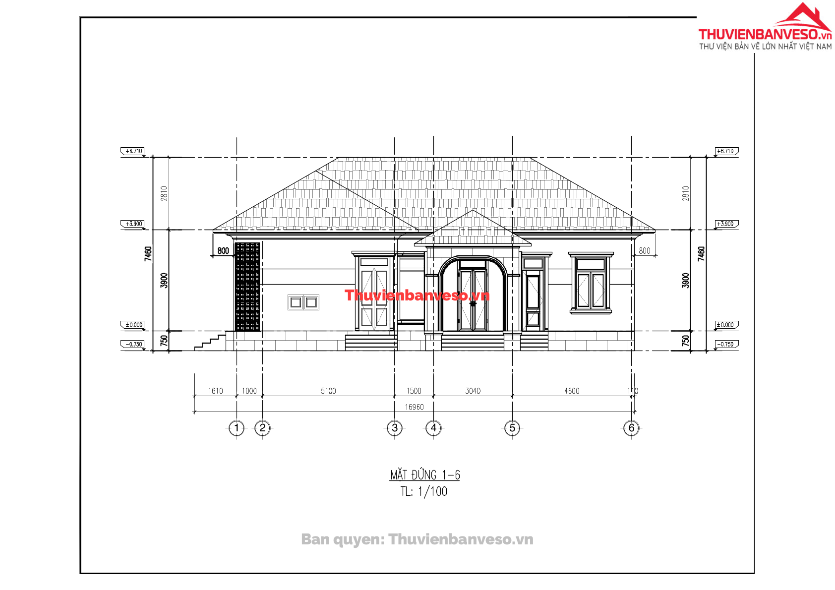 Bản vẽ Full Bản vẽ autocad nhà 1 tầng mái nhật kt 9.54x15.46m